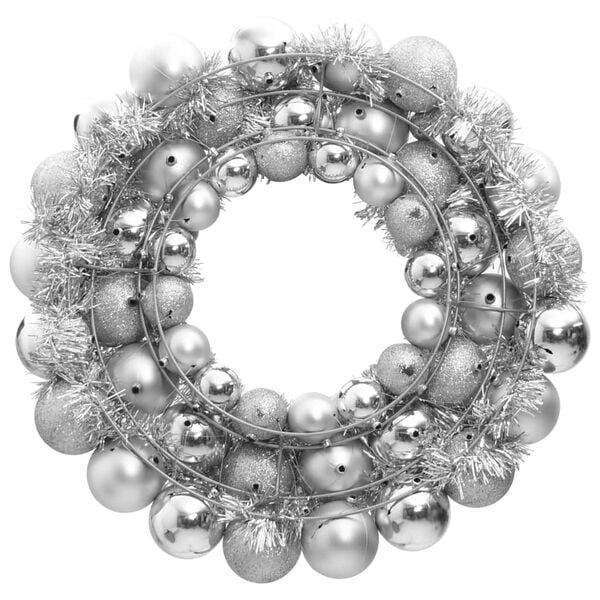 vidaXL Christmas Wreath Silver Polystyrene Medium Decorative Inlays