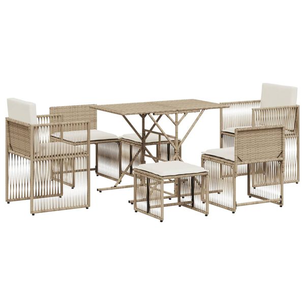 vidaXL Garden Dining Set Beige, Cream White