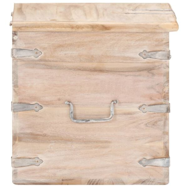 vidaXL Chest White Solid acacia wood with iron 15.7 in Chest Square
