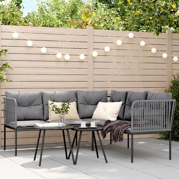 vidaXL Sofa Set Black, Anthracite Powder-coated steel, PE rattan, Textilene