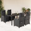 vidaXL 5 Piece Patio Dining Set with Cushions Black Poly Rattan