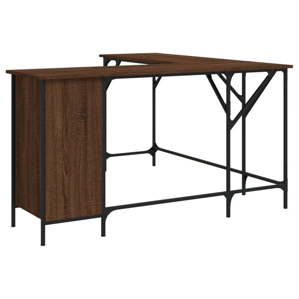 vidaXL Desk Brown Oak Engineered Wood, Metal Large Adjustable Feet