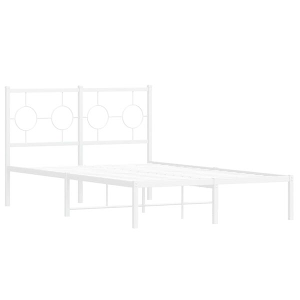 vidaXL Bed Frame White Powder-Coated Steel Double Bed Frame
