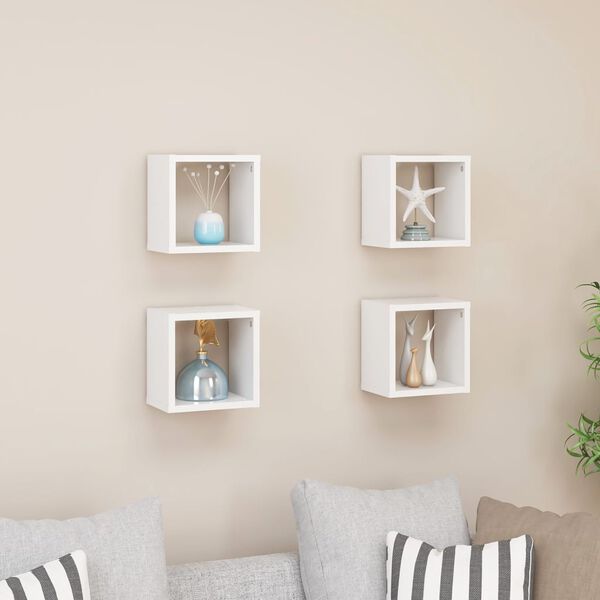 vidaXL Cube Shelf Set of 4 White Engineered wood 8.7x5.9x8.7 in