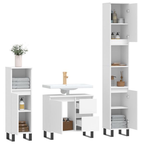 vidaXL Bathroom Furniture Set White Engineered wood, Iron Set