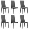 vidaXL Dining Chair Set of 6 Light grey Polyester fabric, metal Medium