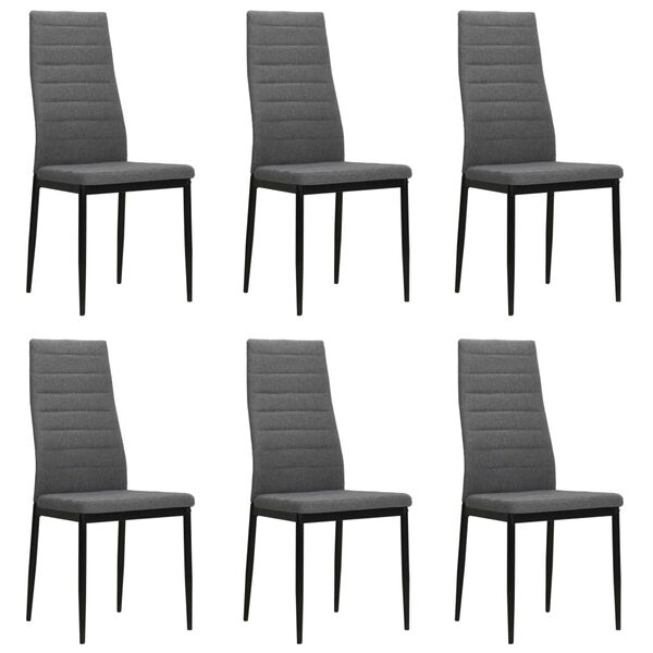 vidaXL Dining Chair Set of 6 Light grey Polyester fabric, metal Medium