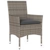 vidaXL 3 Piece Patio Dining Set with Cushions Grey Poly Rattan and Glass