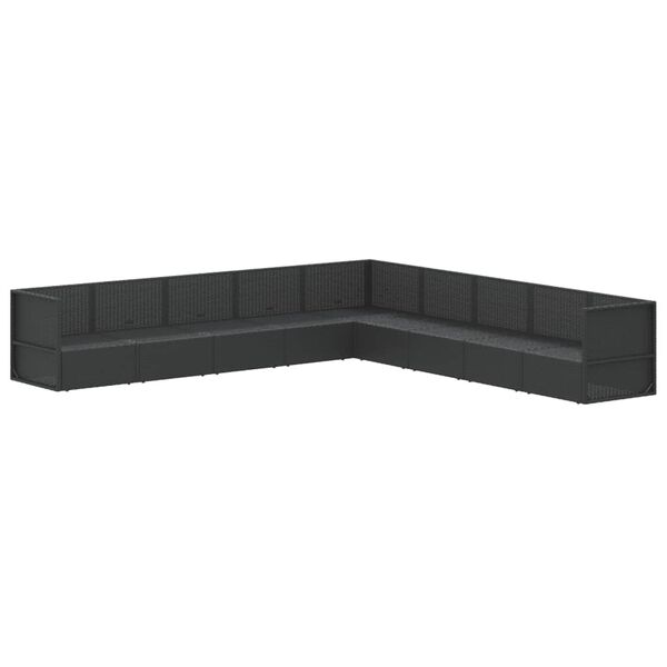 vidaXL 9 Piece Patio Lounge Set with Cushions Black Poly Rattan