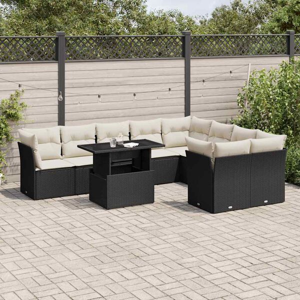 vidaXL Garden Sofa Set Black PE Rattan Large Modular Garden Sofa Set