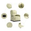 vidaXL Electric Recliner Chair Cream Real leather, Metal, Plywood Standard