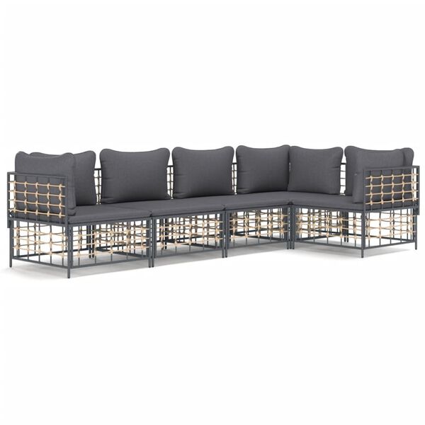 vidaXL Garden Lounge Set Charcoal Poly rattan Large Modular