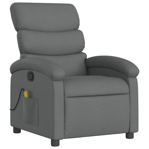 vidaXL Massage Recliner Chair Dark Grey Polyester, Metal, Plywood, Foam