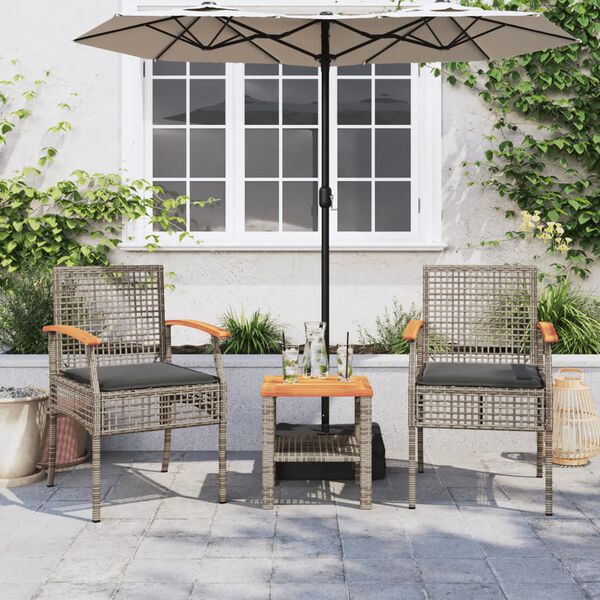 vidaXL Garden Chair Set of 2 Grey and Brown PE rattan Medium
