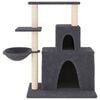vidaXL Cat Tree Dark Grey Engineered wood, plush, sisal Medium Sleek