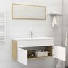 vidaXL Bathroom Furniture Set White and sonoma oak Engineered wood, acrylic