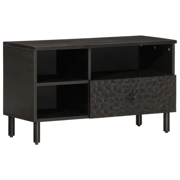 vidaXL TV Cabinet Black Solid mango wood, engineered wood, iron Medium
