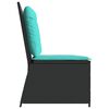 vidaXL Reclining Patio Bench Black, turquoise Poly Rattan