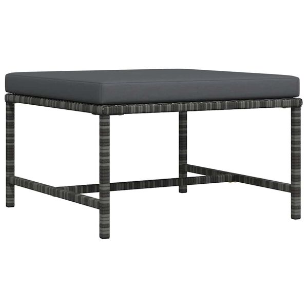 vidaXL Footrest Grey PE rattan, powder-coated steel Medium Modular