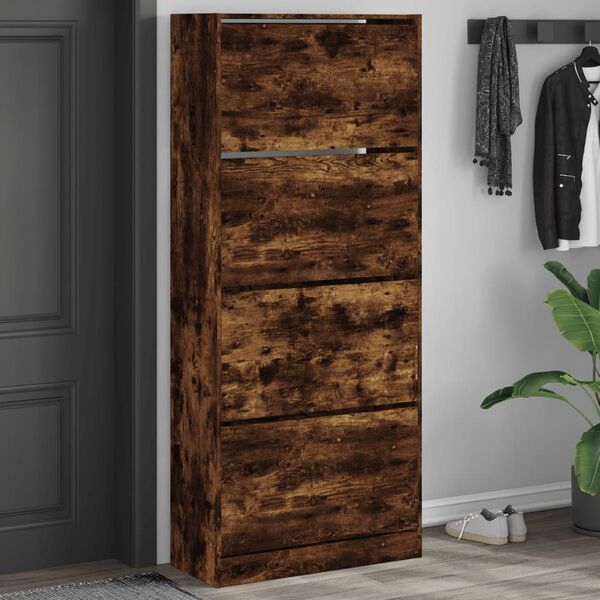 vidaXL Shoe Cabinet Smoked Oak Engineered wood 73.8 in tall Shoe Cabinet