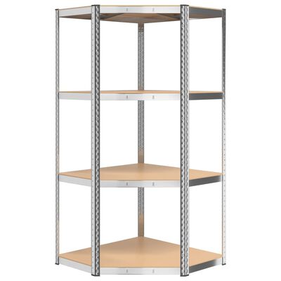vidaXL 4-Layer Shelves 3 pcs Silver Steel&Engineered Wood