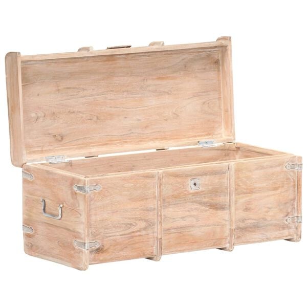 vidaXL Storage Chest White finish Solid acacia wood 35.4 x 15.7 x 15.7 in