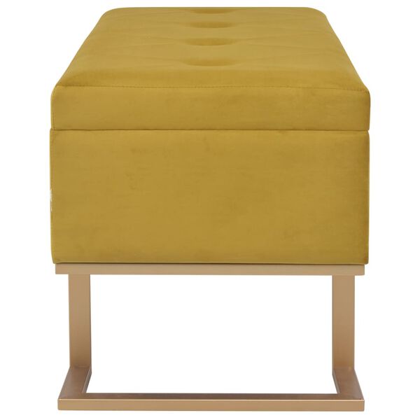 vidaXL Bench Mustard and gold Velvet upholstery and powder-coated iron legs