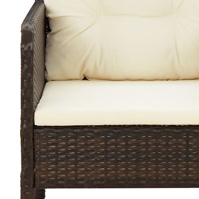 vidaXL 5 Piece Patio Lounge Set with Cushions Brown Poly Rattan