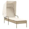 vidaXL Sun Lounger with Canopy and Table Beige Poly Rattan