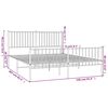 vidaXL Bed Frame White Powder-Coated Steel King Sturdy Bed Frame