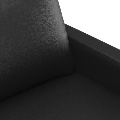 Close-up of black faux leather upholstery texture and stitching