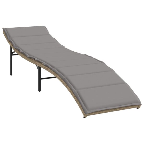 vidaXL Sun Lounger Set of 2 Beige frame with light grey cushions