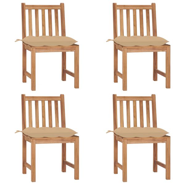 vidaXL Patio Chair Set of 4 Warm Teak Solid Teak Wood Standard Durable