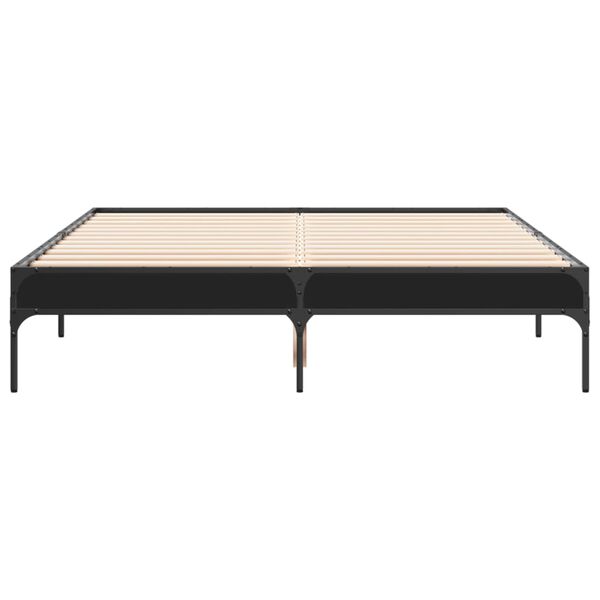 vidaXL Bed Frame Black Engineered wood, Metal Small Double Durable