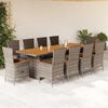 vidaXL 11 Piece Patio Dining Set with Cushions Gray Poly Rattan