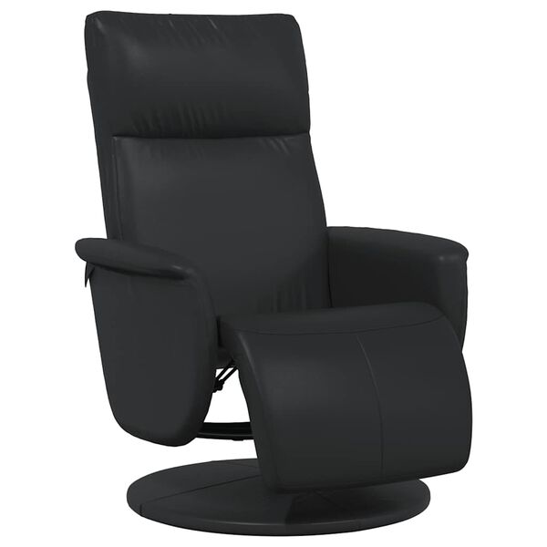 vidaXL Recliner Chair with Footrest Black Faux Leather