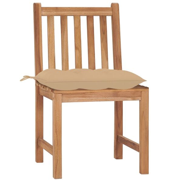 vidaXL Patio Chair Set of 8 Natural Teak Solid Teak Wood Standard