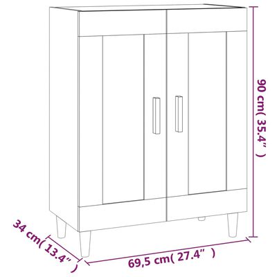 vidaXL Sideboard White 27.4"x13.4"x35.4" Engineered Wood