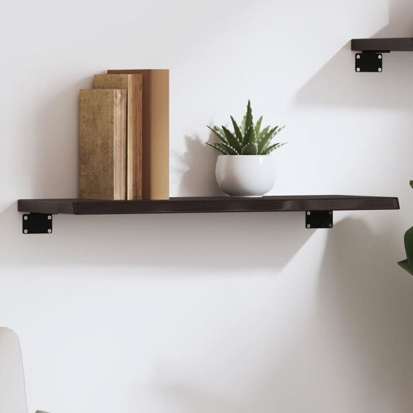 vidaXL Wall Shelf Dark brown Solid oak wood 23.6x7.9x0.8 in Durable