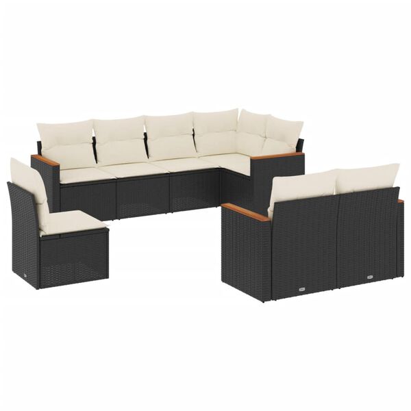 vidaXL Garden Sofa Set Black and Cream White