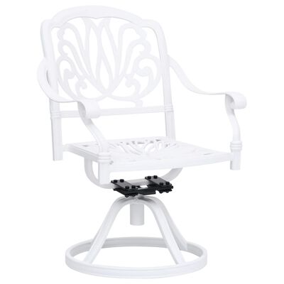 vidaXL Swivel Patio Chairs 2 pcs Cast Aluminum White