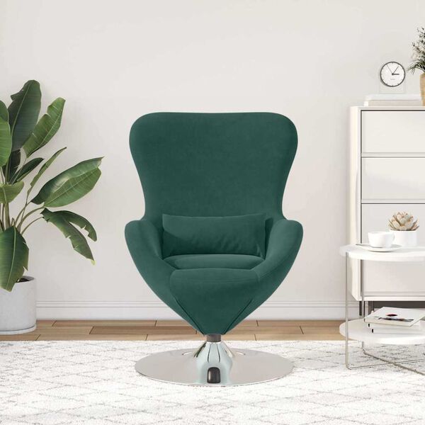 vidaXL Egg Chair Dark Green 24.80 x 28.74 x 35.43 in Velvet