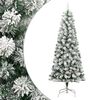 vidaXL Fake Hinged Christmas Tree Green and White PVC, Iron 82.7 in