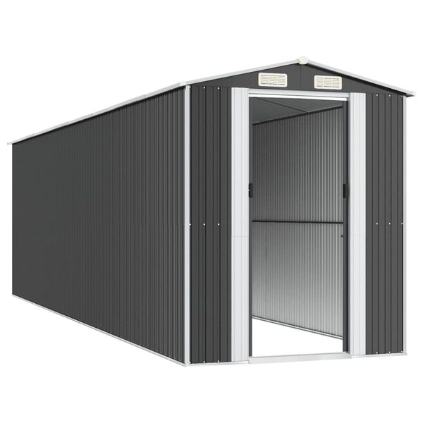 vidaXL Garden Shed Anthracite Galvanized Steel Large Sliding Components