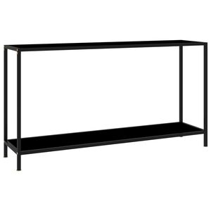 vidaXL Console Table Black 55.1"x13.8"x29.5" Tempered Glass