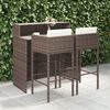 vidaXL Garden Bar Set Brown, Cream White PE rattan, Powder-Coated Steel