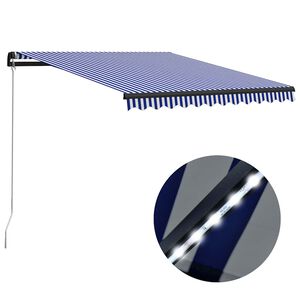 vidaXL Retractable Awning Blue and White, Grey