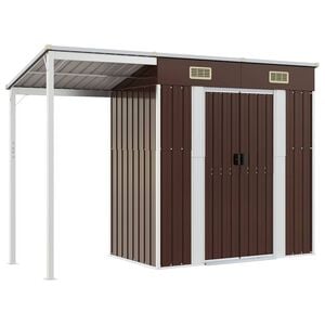 vidaXL Garden Shed Brown Galvanized Steel, Plastic Large Garden Shed