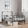 vidaXL Bed Frame Black Powder-Coated Steel Twin Bed Frame Rectangular
