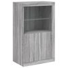 vidaXL Sideboard with LED Lights Gray Sonoma 79.5"x14.6"x39.4"